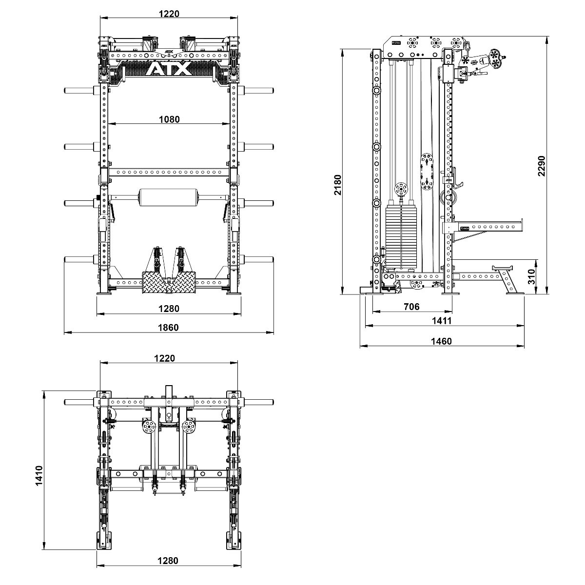 Image for ATX Multi Pull Half Rack MPHR-740 Matte black from ATXFitness